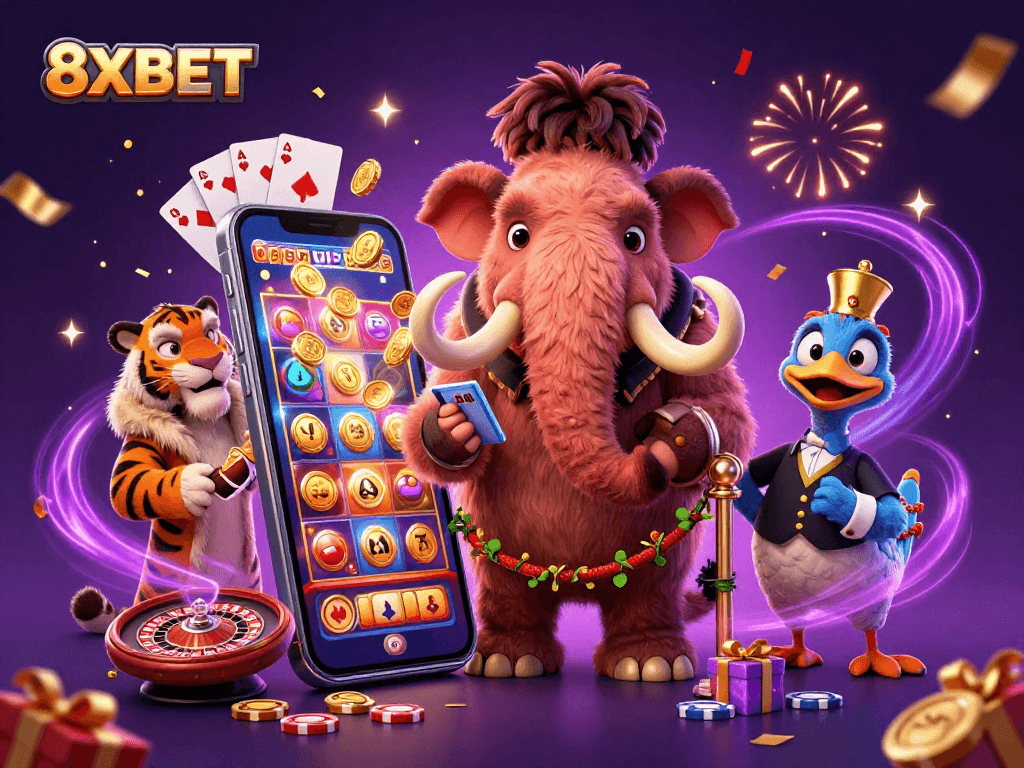 Experience thrilling adventures at 8XBET with vibrant casino characters, and dynamic gaming elements.