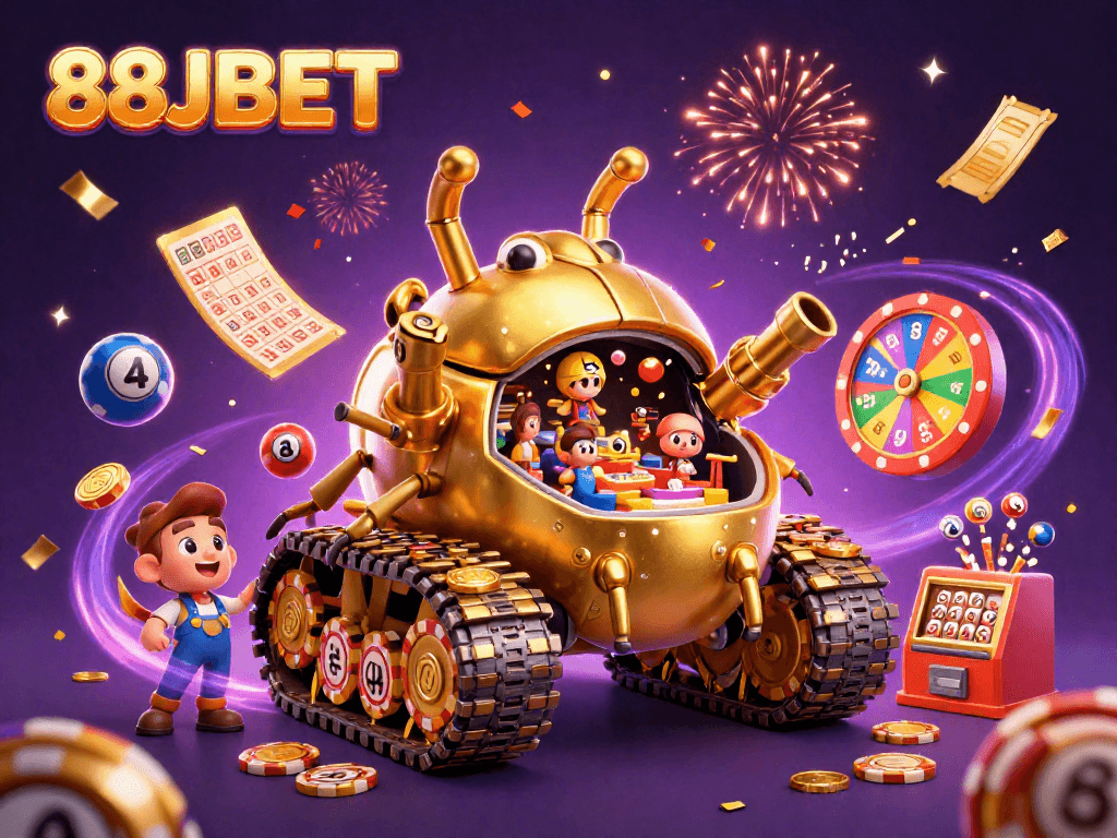 Experience thrilling moments with 88JBET's casino adventures featuring exciting prize wheels and colorful lottery elements.
