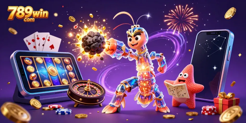 Engage in thrilling gameplay with 789win com featuring a unique cartoon galactic samurai mantis shrimp.