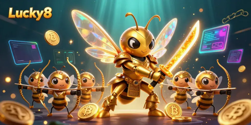Join the Lucky8 adventure with a golden hornet samurai and bee archers for epic winnings!