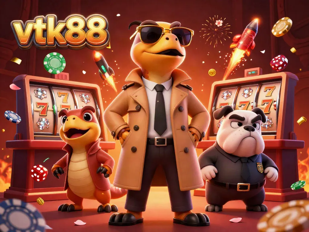 Experience the excitement at vtk88 with raptors attempting to enter a VIP casino, complete with dynamic gaming elements.