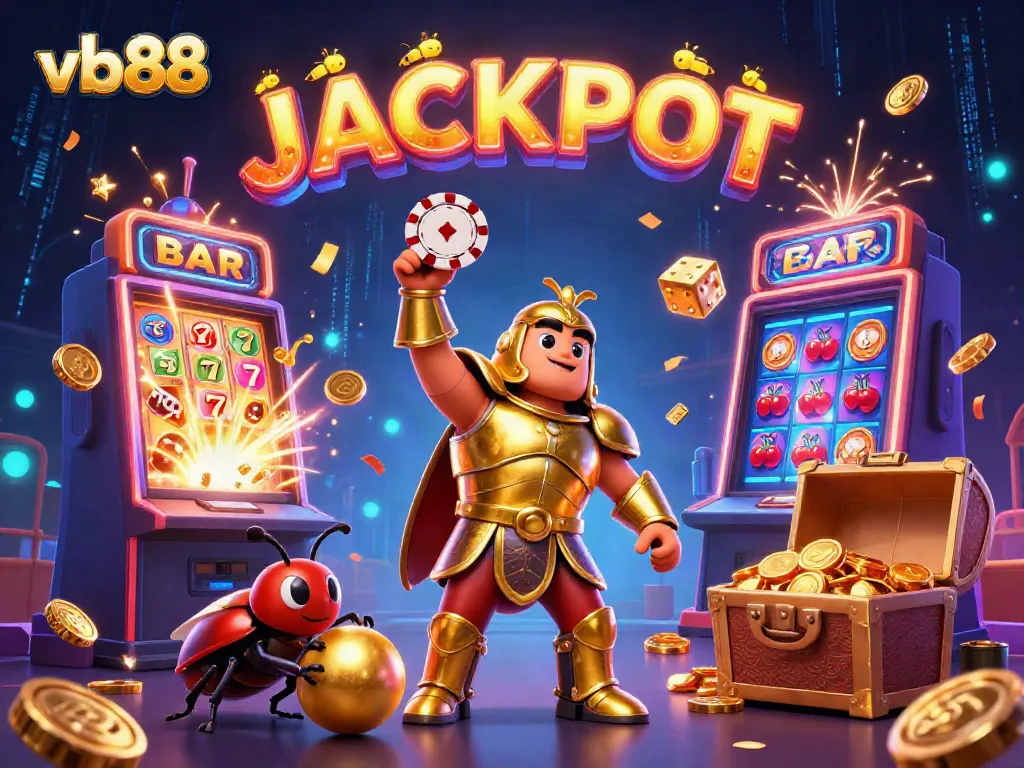 Experience the excitement at vb88 with a victorious beetle championing casino wins in a colorful celebration.