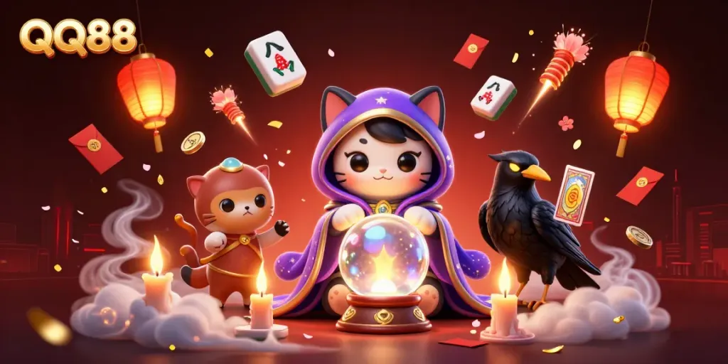 Experience thrilling gameplay at QQ88 casino with vibrant game elements and an engaging mystical atmosphere.