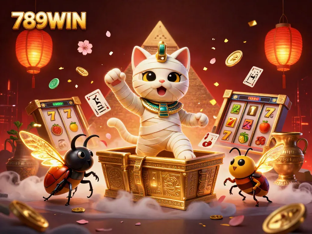 Experience thrilling gameplay with 789WIN, featuring a magical 3D casino scene bursting with excitement.