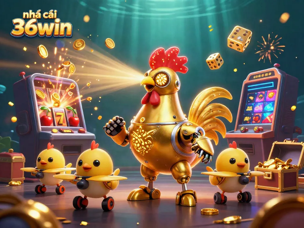 Experience the thrill of Nhà cái 36win with a vibrant 3D casino scene full of dynamic characters and gaming elements.