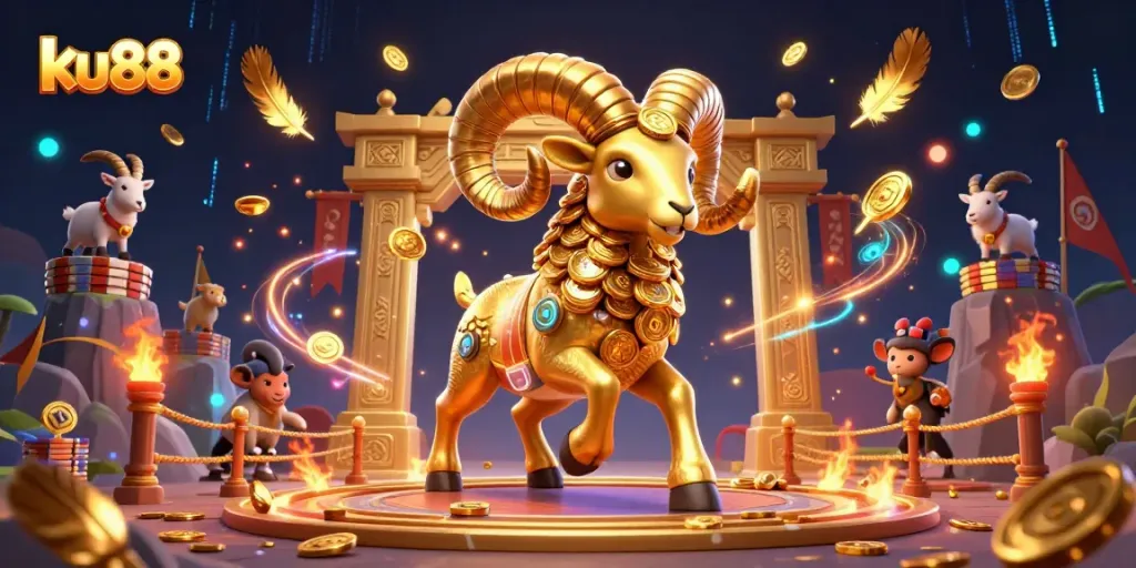 Engage with ku88 to experience epic online casino adventures in a vibrant 3D illustration.