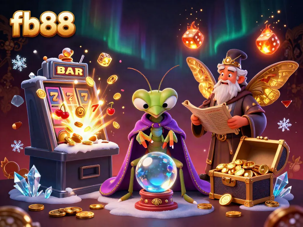 Experience the fb88 excitement with vibrant 3D casino visuals depicting fortune tellers and jackpots.