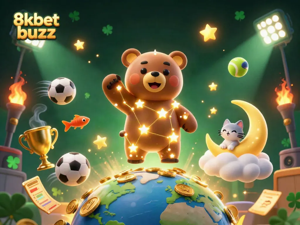 Spin and win with the 8kbet buzz through a vibrant illustrated casino scene!