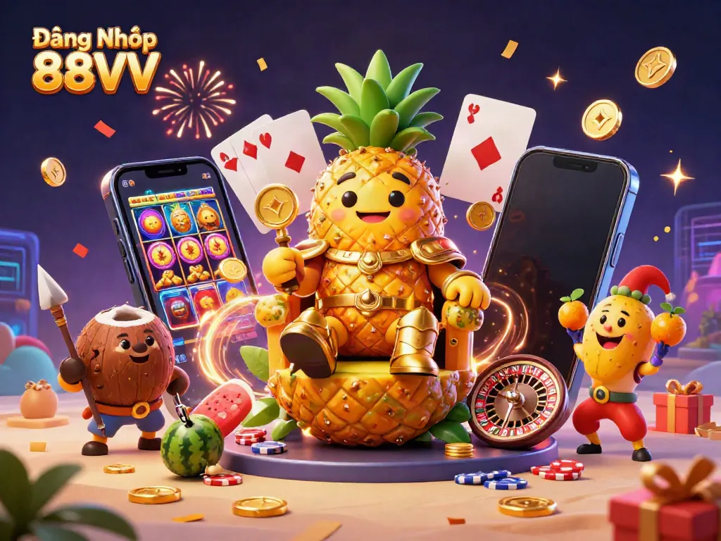 Join the fun at Đăng Nhập 88VV with a vibrant casino scene featuring excitement and colorful game elements.