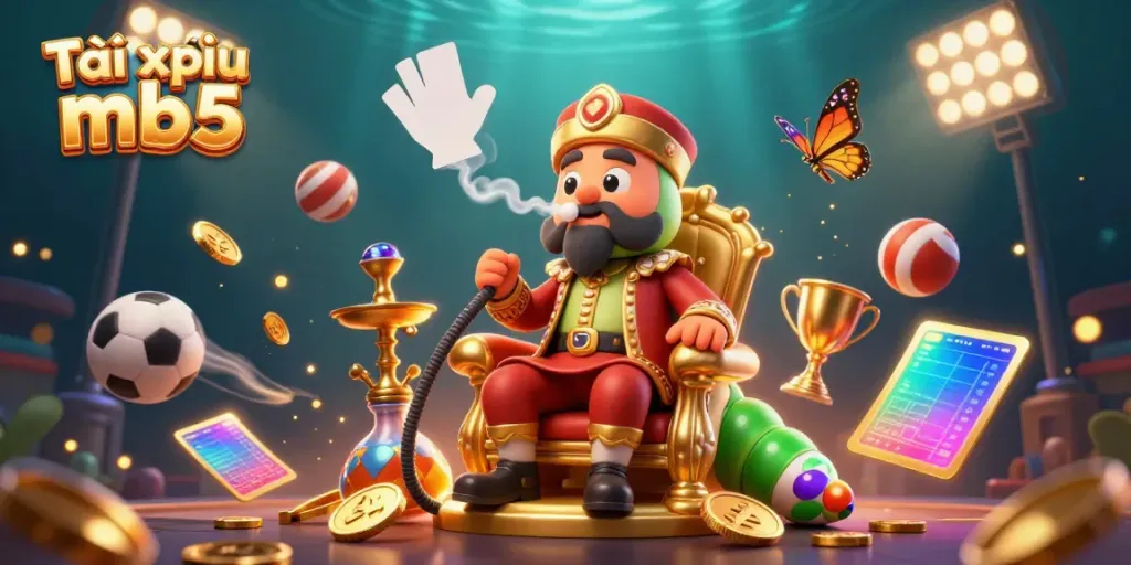 Experience thrilling gameplay with Tài xỉu mb5 in an immersive casino-inspired scene.