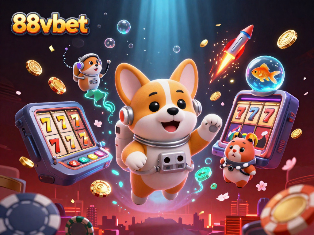 Engage in thrilling gameplay with 88vbet, featuring a fun space-themed casino illustration.