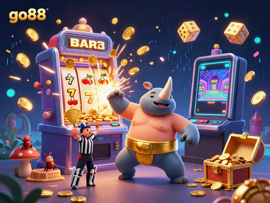 Experience exciting gaming at go88 with a dynamic casino scene featuring luck-infused characters and vibrant visuals.