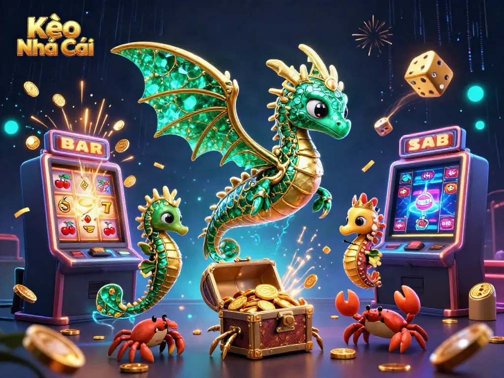 Experience Kèo Nhà Cái with a vibrant 3D sea dragon and dynamic jackpot scene.