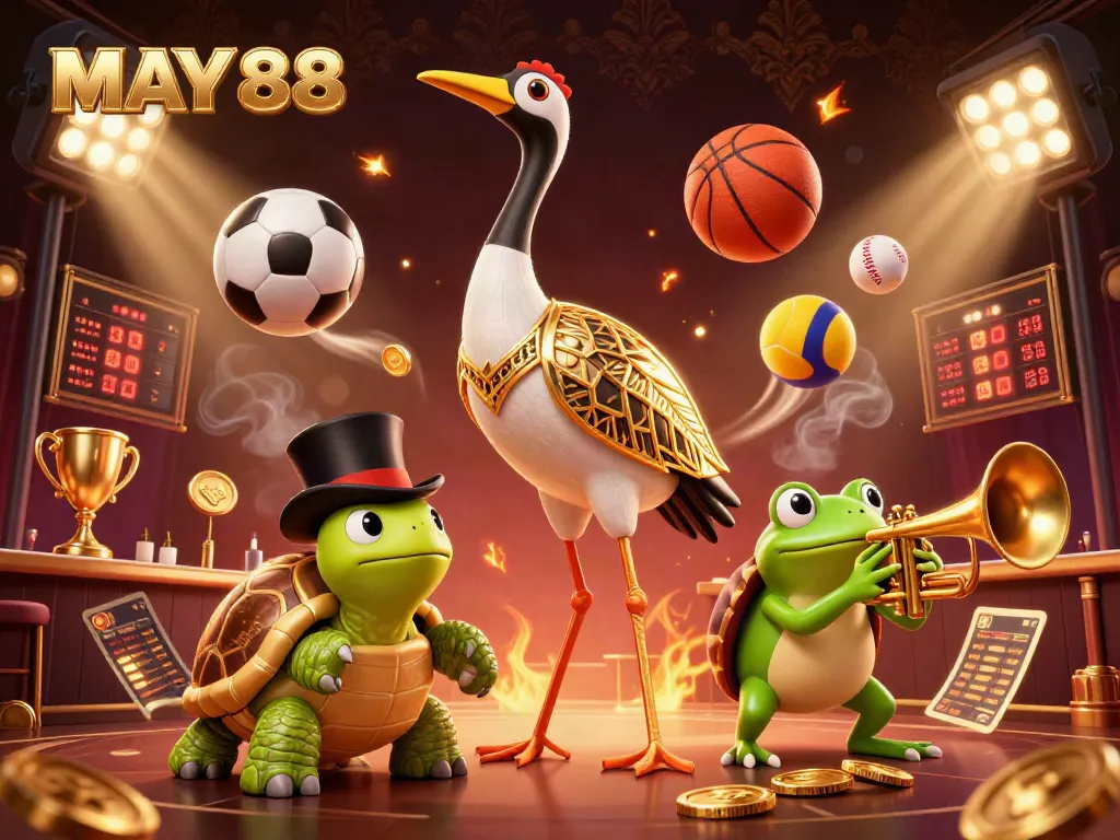 Bet on winning strategies with MAY88 in this vibrant casino scene featuring engaging elements.