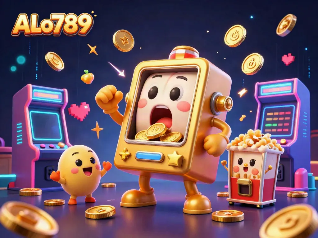 Experience ALo789's excitement as a golden slot machine hits the jackpot.
