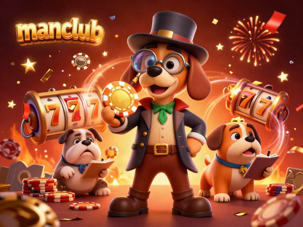 Engage in thrilling poker action with manclub's 3D casino detective scene, showcasing golden chips and spins.