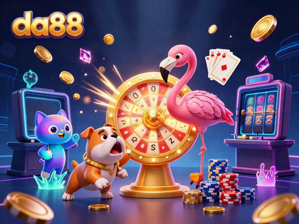 Engage with da88's thrilling casino experience featuring a vibrant game show scene.