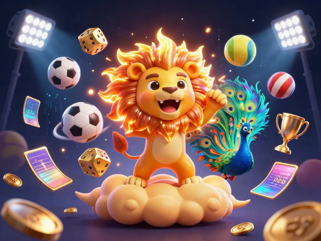 Engage with KO 66 in this vibrant casino-themed 3D illustration showcasing dynamic characters and elements.