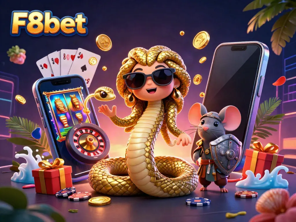 Engage with F8bet's vibrant casino scene featuring vivid game elements and charming characters.