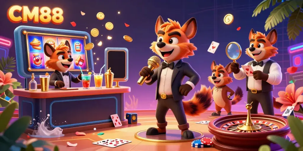 Join the fun at CM88's vibrant comedy casino featuring hyenas in action!