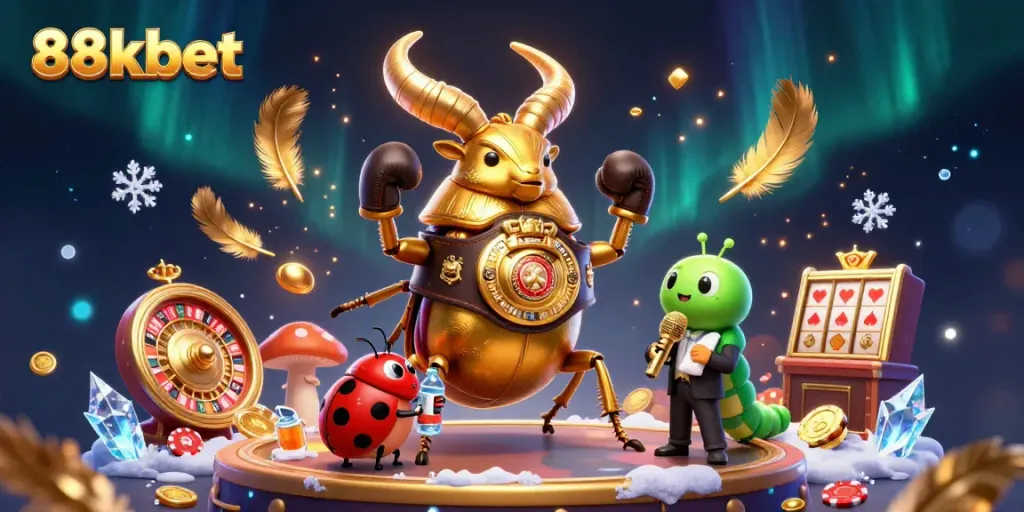 Experience thrilling gameplay with 88kbet's vibrant casino-themed illustration featuring exciting characters and dynamic elements.