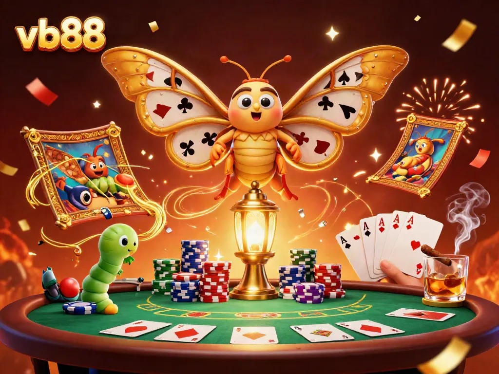 Experience thrilling gambling excitement at vb88 with vibrant casino elements and golden cartoony visuals.