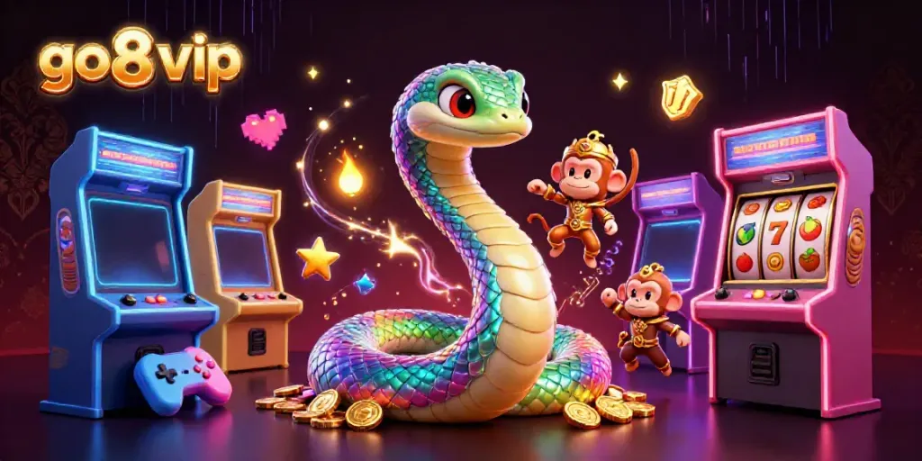 Engage with the go8 vip world featuring vibrant characters and dynamic casino elements in a colorful 3D scene.